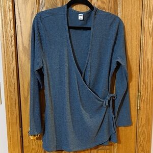 Old Navy Slate Blue Wrap Blouse